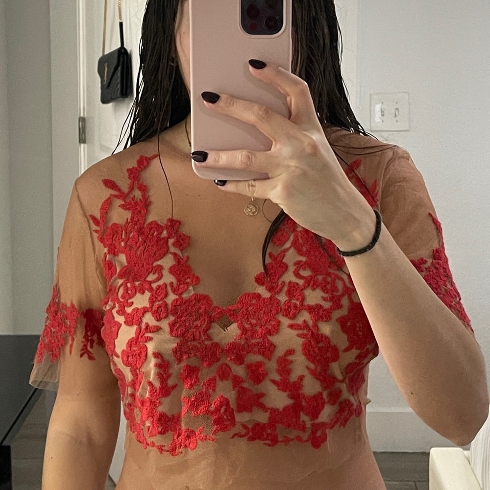 For love and Lemons red mesh top size M
